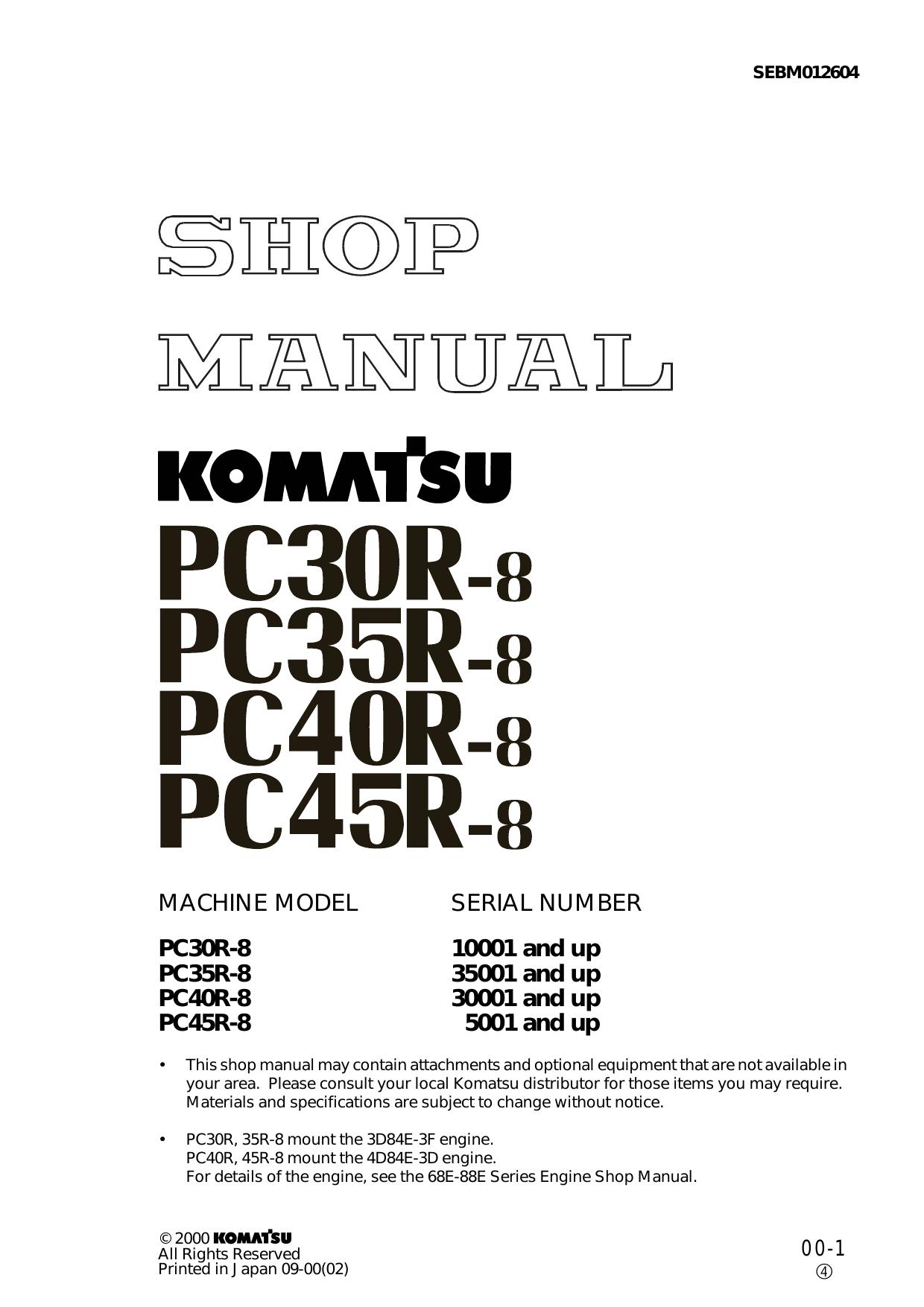 PC30R-8 PC35R-8 PC40R-8 PC45R-8 Shop Manual